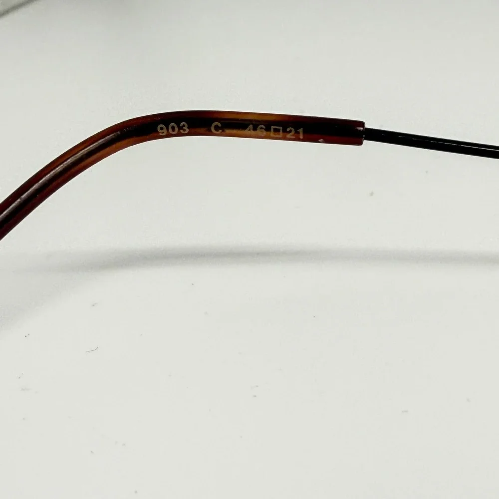 Kirei Titan 903 C Black Oval Titanium Eyeglass Frames 46-21 Tortoise Tips